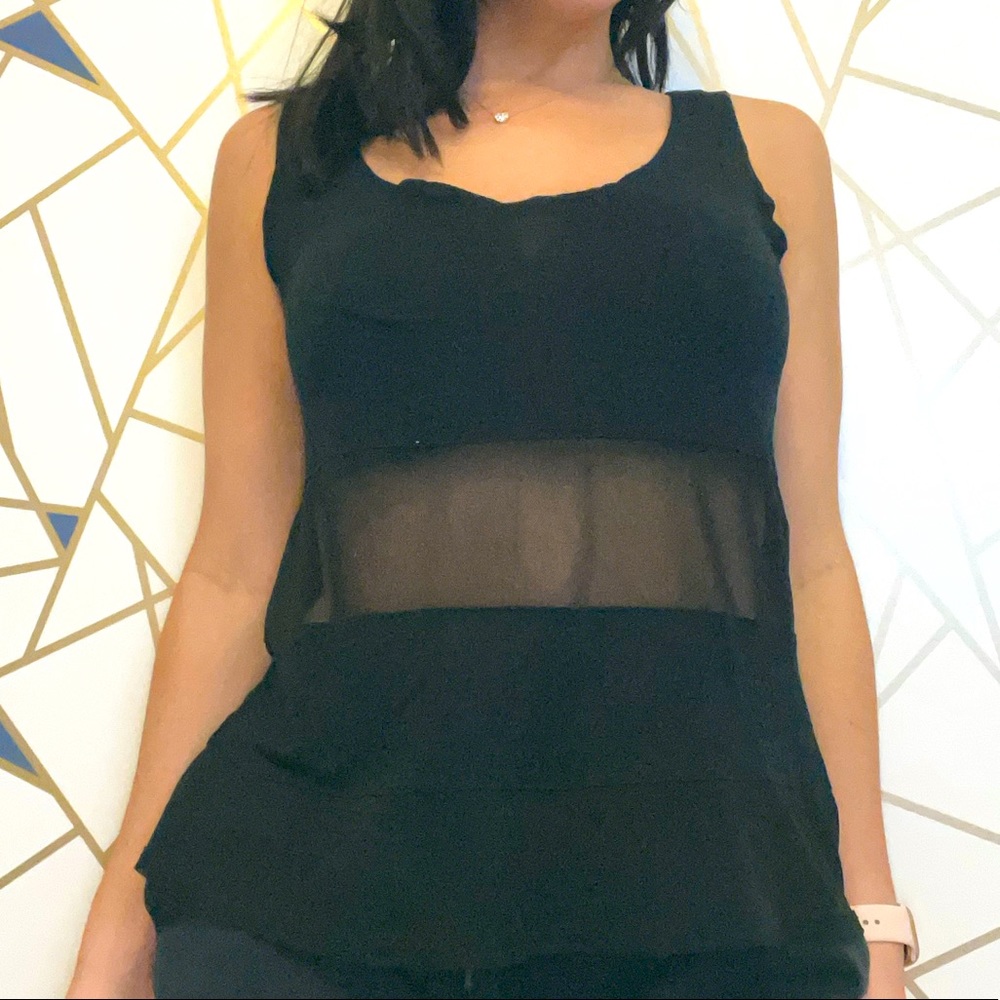 bebe - sheer / mesh oversized black tank top p/s